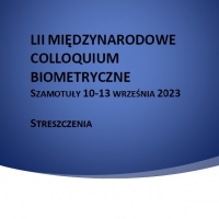 Okładka publikacji konferencyjnej z napisem" LII Międzynarodowa Konferencja Colloquium Biometricum, 10-13 września 2023, Szamotuły"